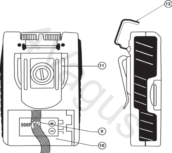 Ilustracja urządzenia - widok z tyłu i z boku z oznaczeniami