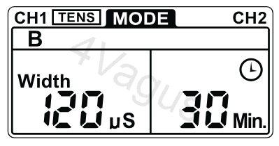 Wyświetlacz LCD dla trybu TENS B