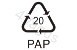 Znak cyklu materiału opakowaniowego PAP 20
